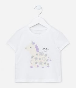 Blusa Infantil com Estampa Unicórnio com Glitter - Tam 1 a 5 Anos