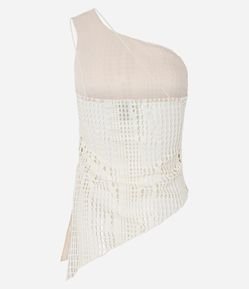Blusa sem Manga com Textura Maquinetada e Fenda na Barra