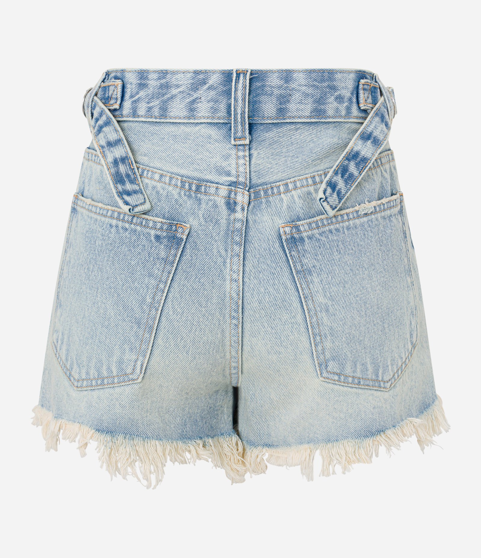 Short Cintura Alta em Jeans Dirty Washed com Barra Desfeita Azul 6