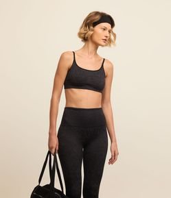 Top Esportivo Seamless com Bojo e Jacquard Animal Print Onça