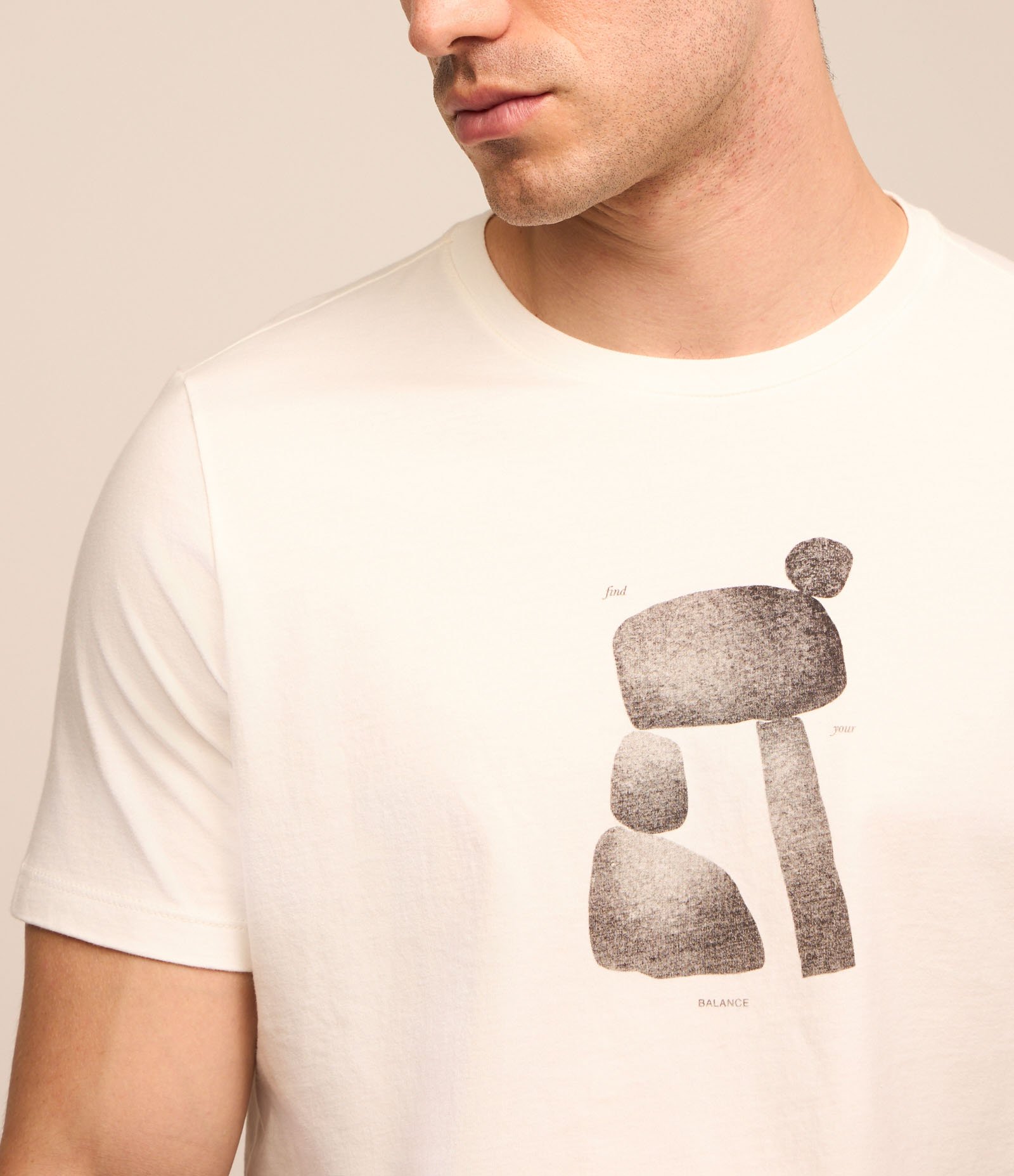 Camiseta em Algodão com Estampa de Pedras Branco 4