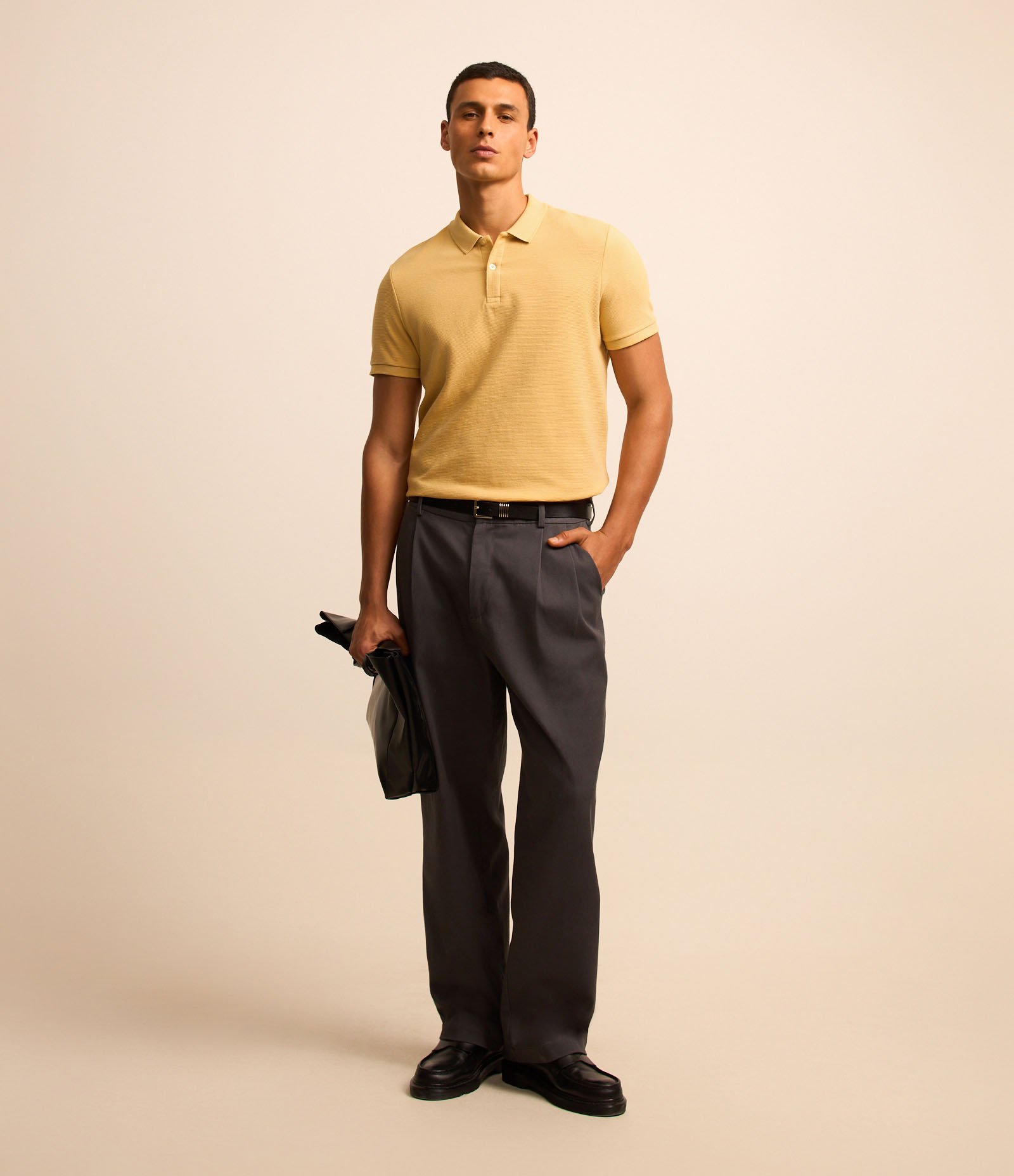 Camisa Polo em Algodão com Textura Canelada Amarelo 2