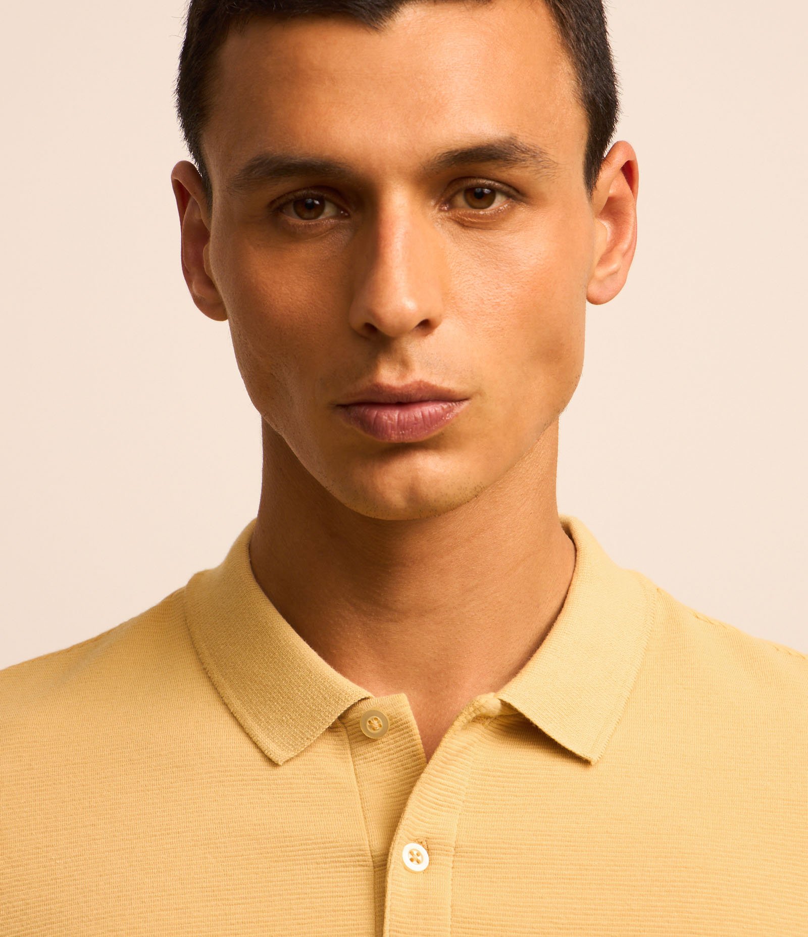 Camisa Polo em Algodão com Textura Canelada Amarelo 3