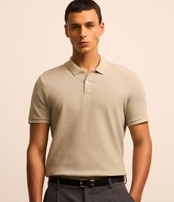 Camisa Polo em Algodão com Textura Canelada