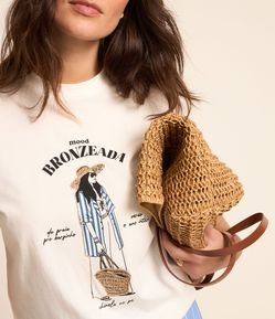 Camiseta em Algodão com Estampa Mood Bronzeada