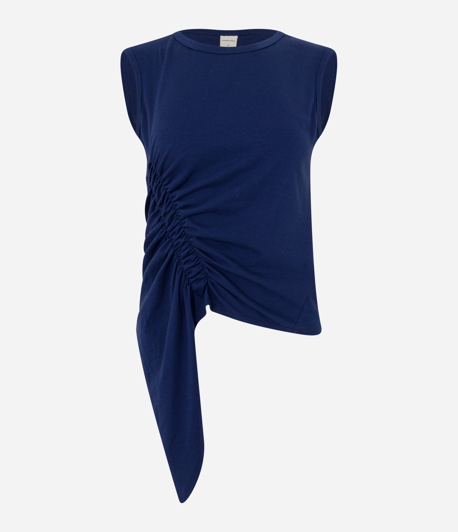 Blusa sem Manga em Algodão com Franzido e Lateral Alongada Azul 6