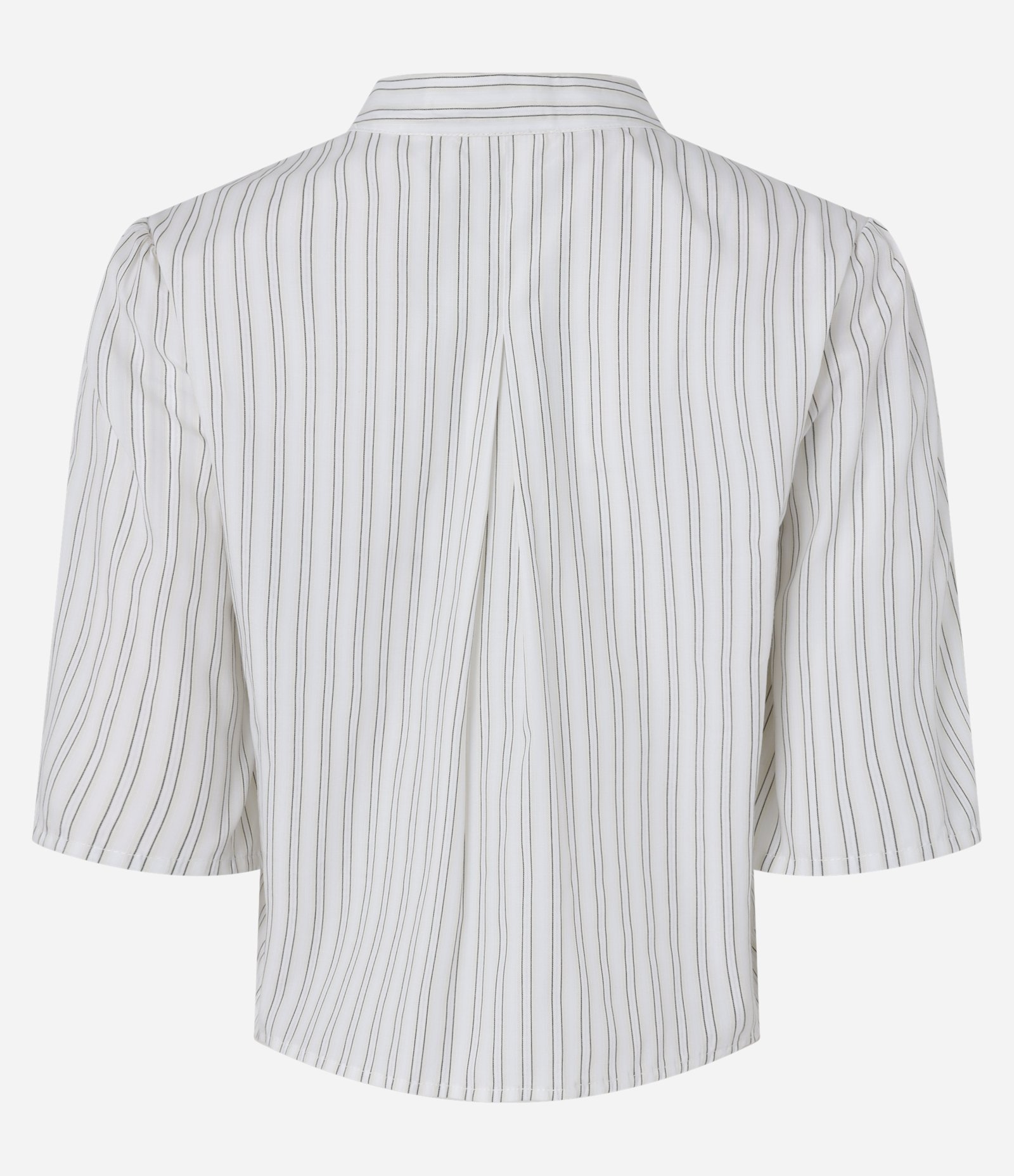 Blusa em Tricoline Listrado com Fio Tinto e Amarração Branco Neve 2