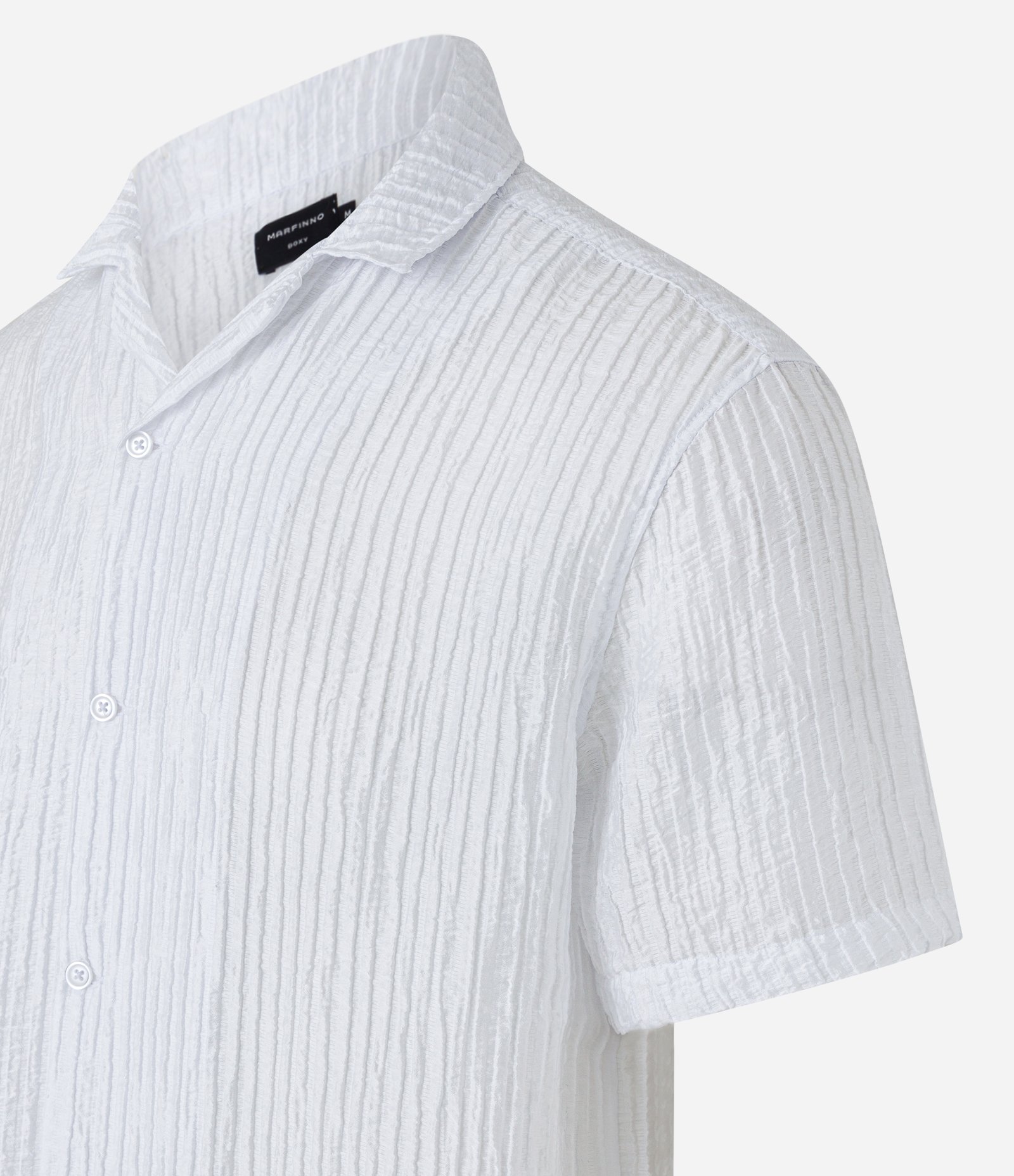 Camisa Boxy com Textura e Manga Curta Branco 6