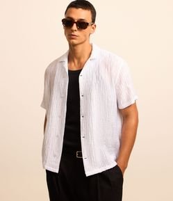 Camisa Boxy com Textura e Manga Curta