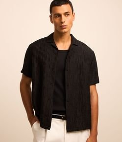 Camisa Boxy com Textura e Manga Curta