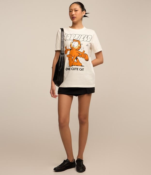 Camiseta em Algodão com Estampa do Garfield