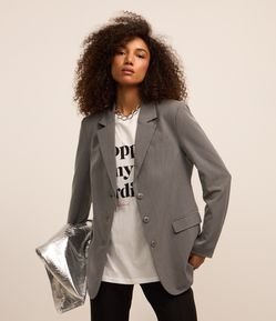 Blazer Alongado em Alfaiataria com Lapelas