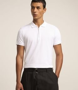 Camisa Polo em Algodão Peruano com Zíper na Gola