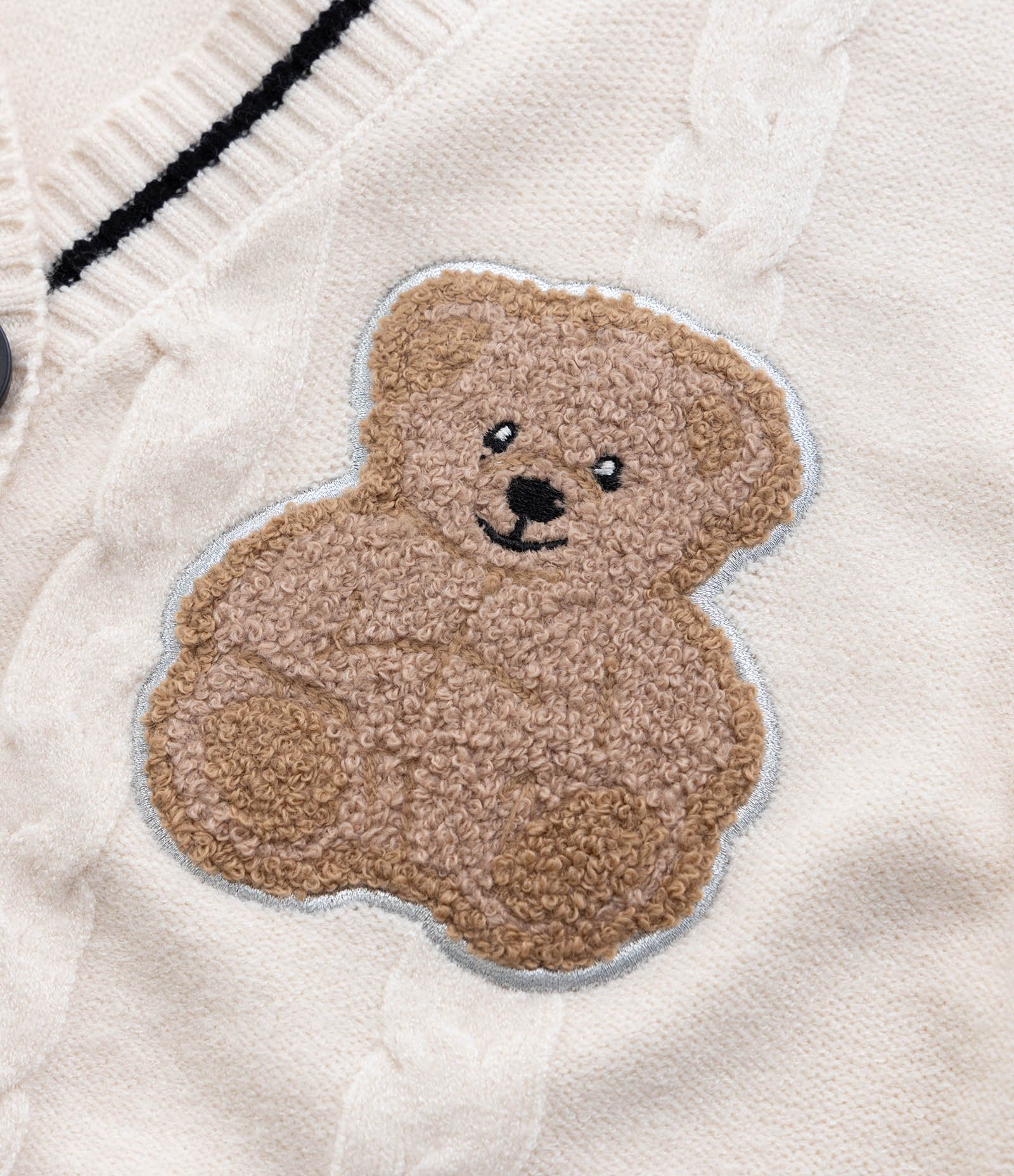 Cardigan Infantil em Tricô com Bordado Ursinho - Tam 5 a 14 Anos Bege 5