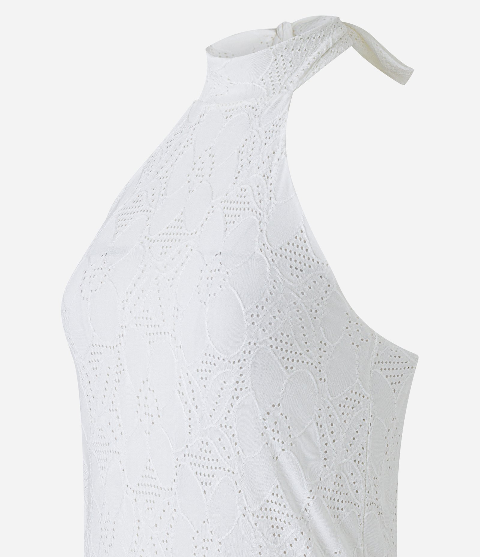 Vestido Midi em Laise com Decote nas Costas Branco Neve 7