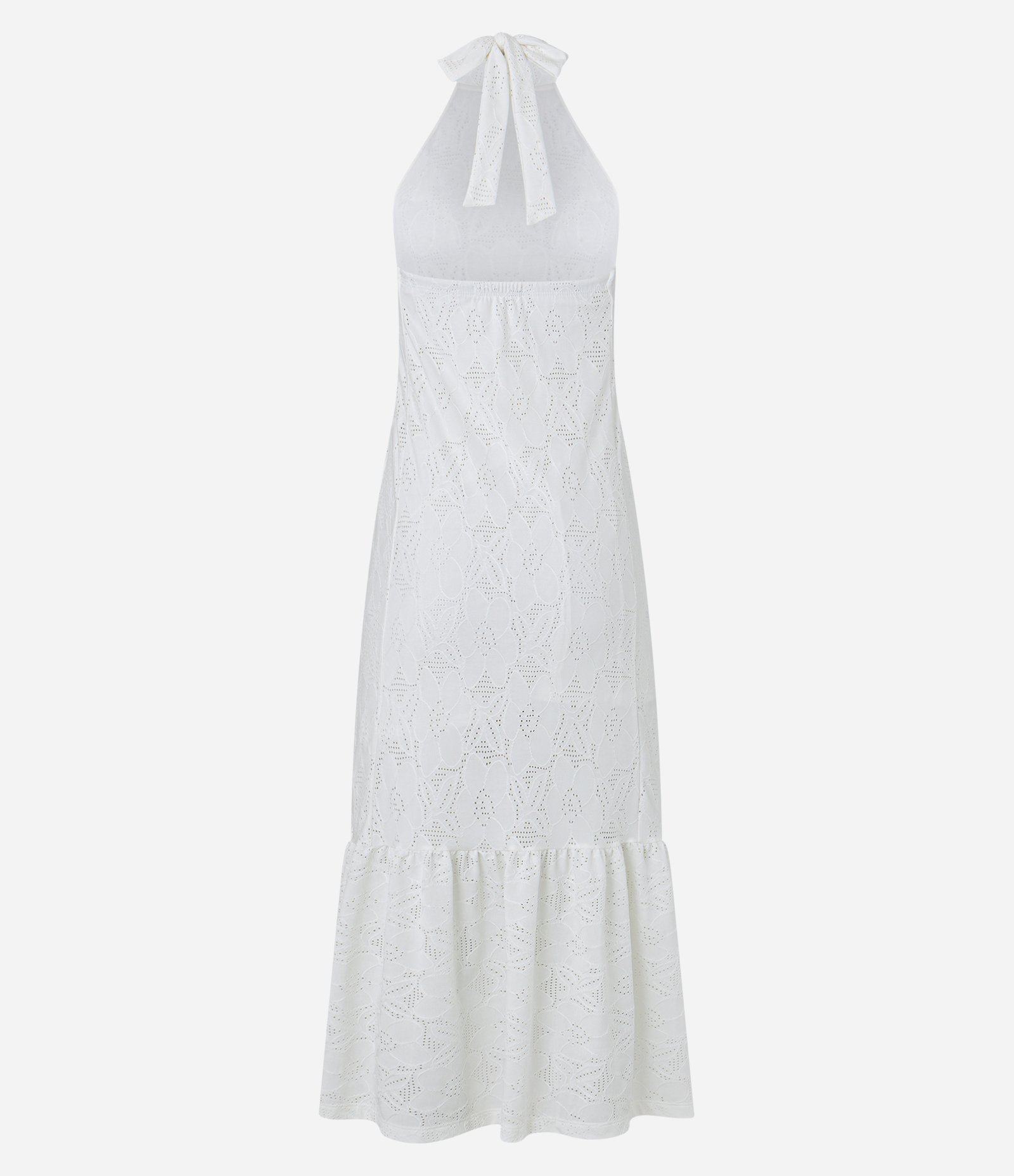 Vestido Midi em Laise com Decote nas Costas Branco Neve 8