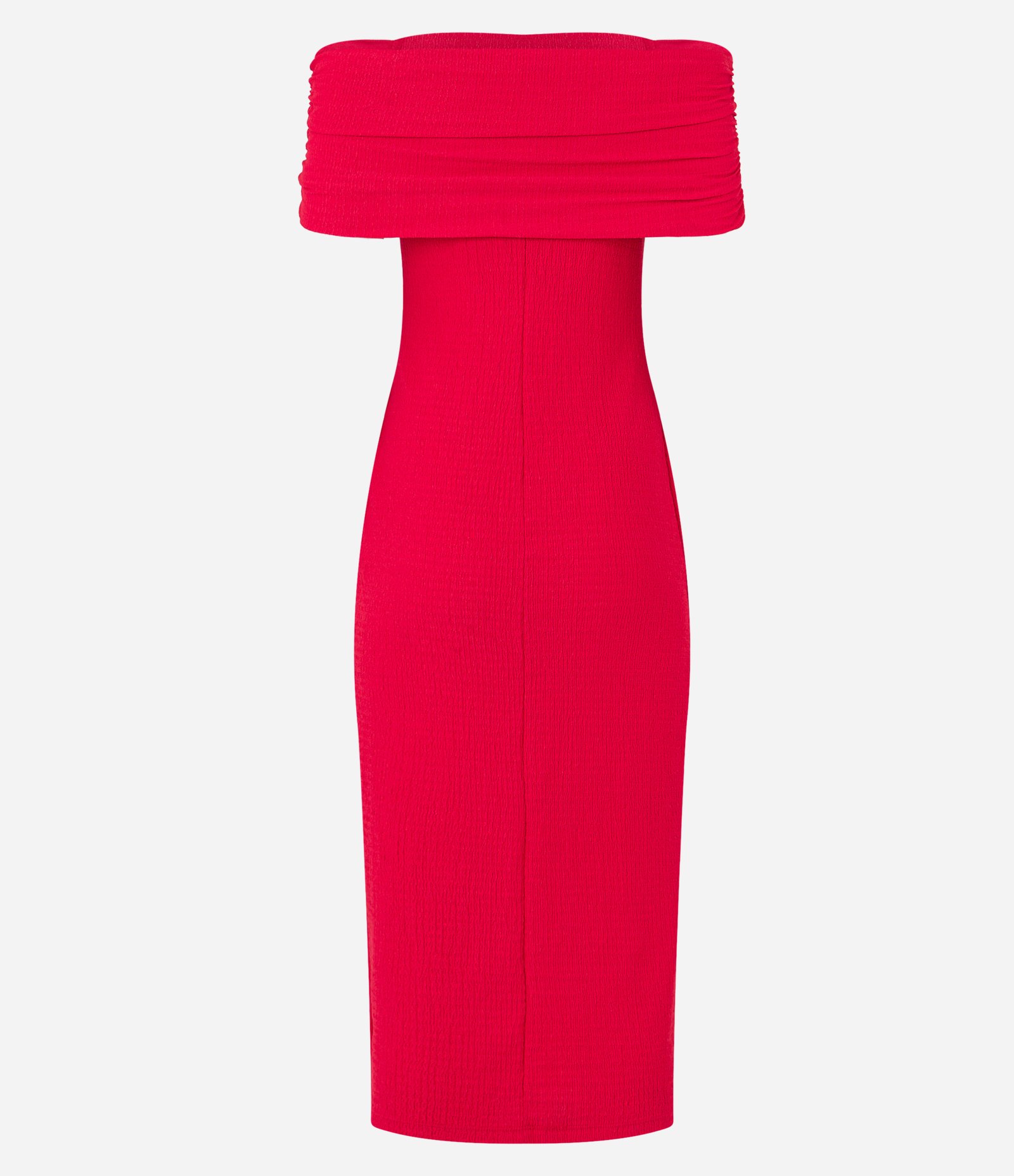 Vestido Midi Ombro a Ombro com Franzido Lateral e Decote Reto Vermelho 8