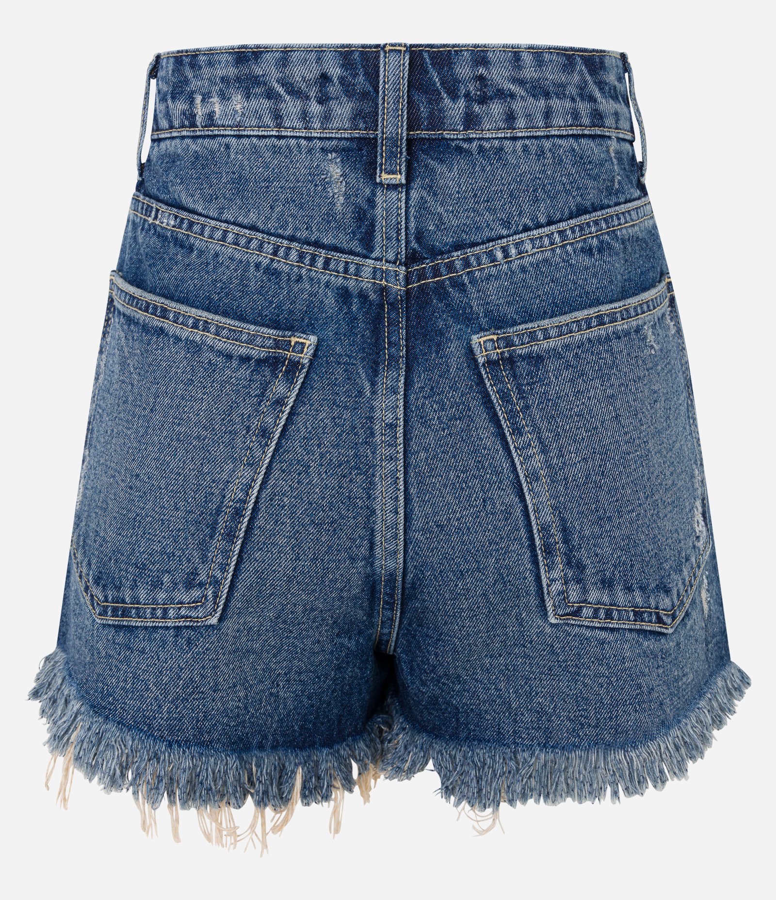 Short Cintura Alta em Jeans Dirty com Barra Desfiada Azul 6