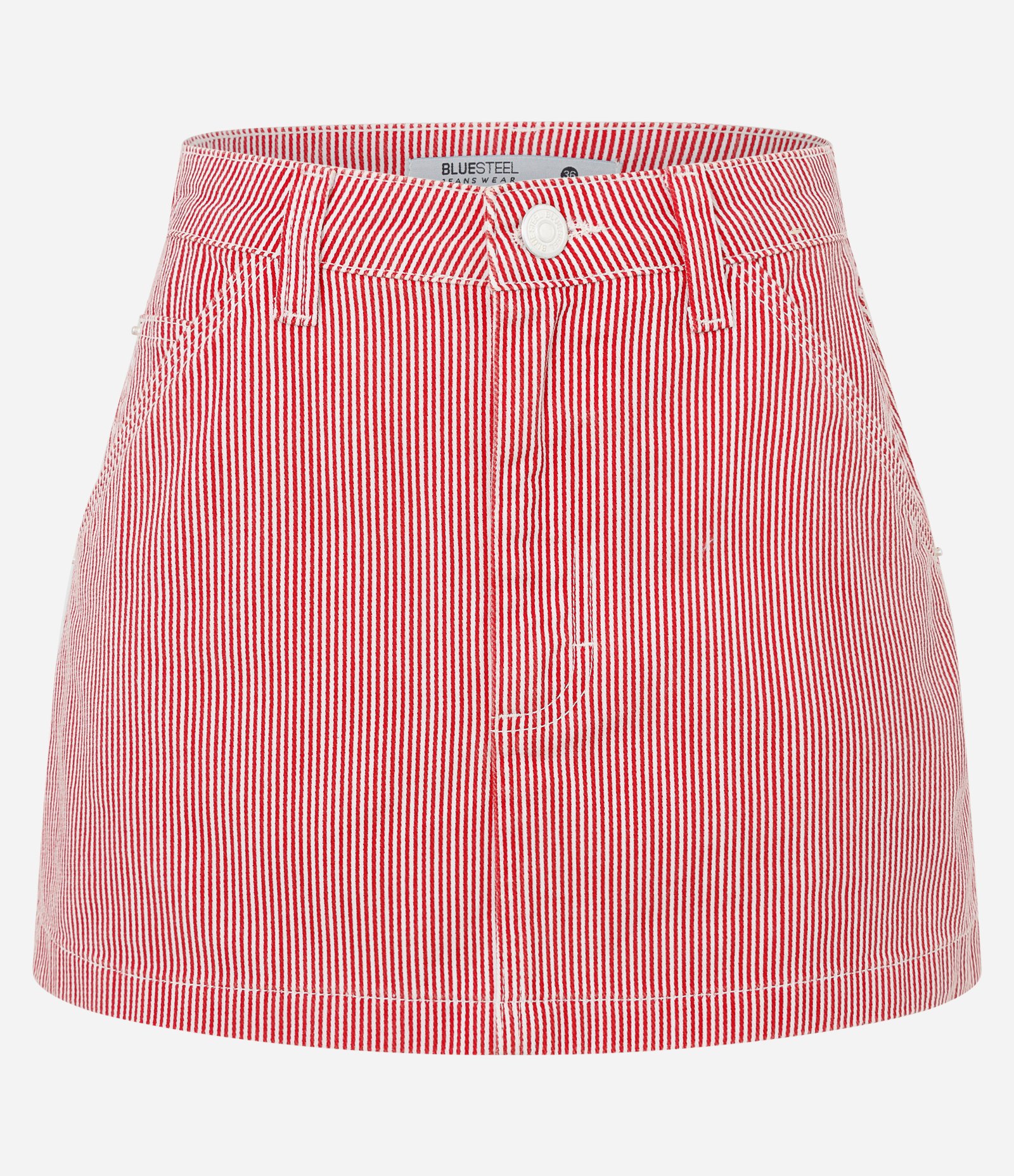 Saia Curta em Sarja Listrada Vermelho 4