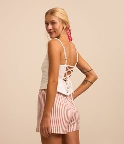 Blusa Cropped em Sarja com Amarração nas Costas