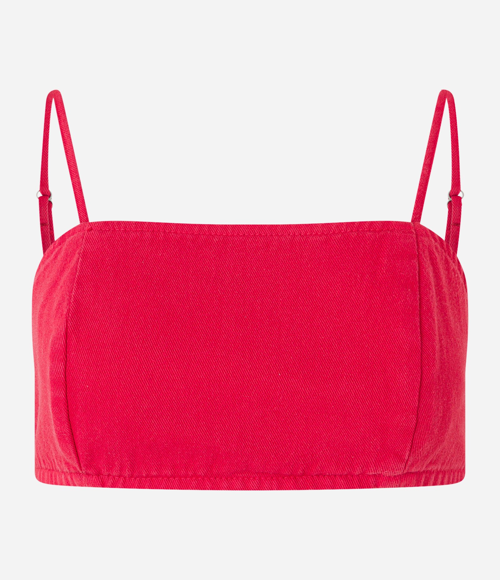 Top Cropped em Sarja com Alças Finas Vermelho 5