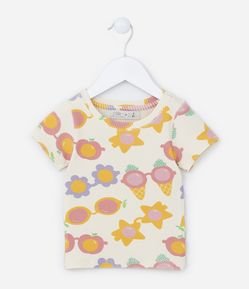 Blusa Infantil Canelada com Estampa Óculos - Tam1 a 5 Anos