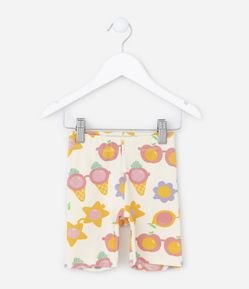 Bermuda Infantil Canelada com Estampa Óculos - Tam 1 a 5 Anos