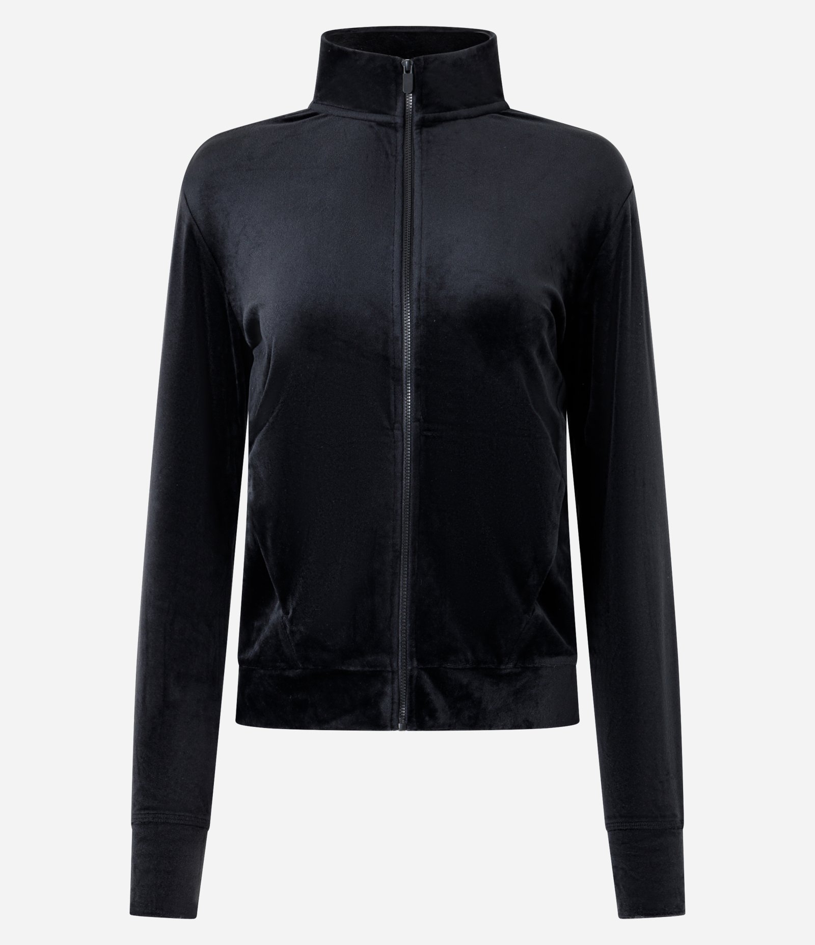 Jaqueta Esportiva em Plush com Gola Alta e Zíper Preto 4