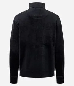 Jaqueta Esportiva em Plush com Gola Alta e Zíper