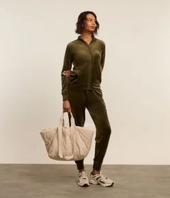 Calça Jogger Esportiva em Microfibra com Cós de Elástico