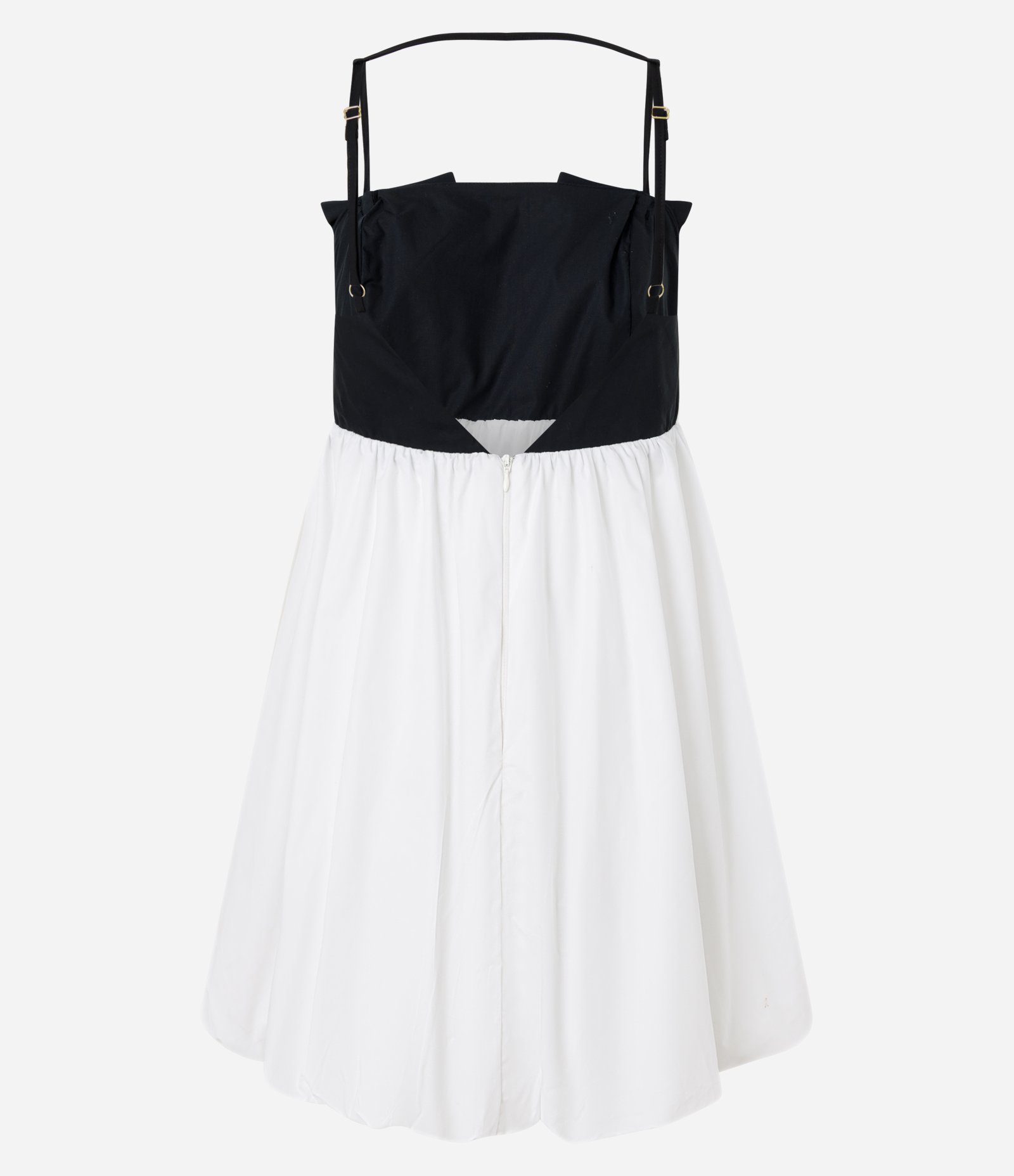 Vestido Balonê em Tricoline com Lacinhos Aplicados Branco/Preto 6
