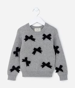 Suéter Infantil em Tricô com Laços Contrastantes - Tam1 a 5 Anos