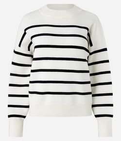 Suéter em Tricot com Estampa Listrada