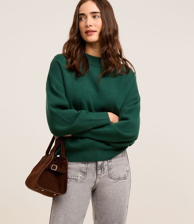 Blusão Suéter em Tricot com Punho Ajustado