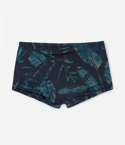 Sunga Boxer em Microfibra com Estampa Folhada