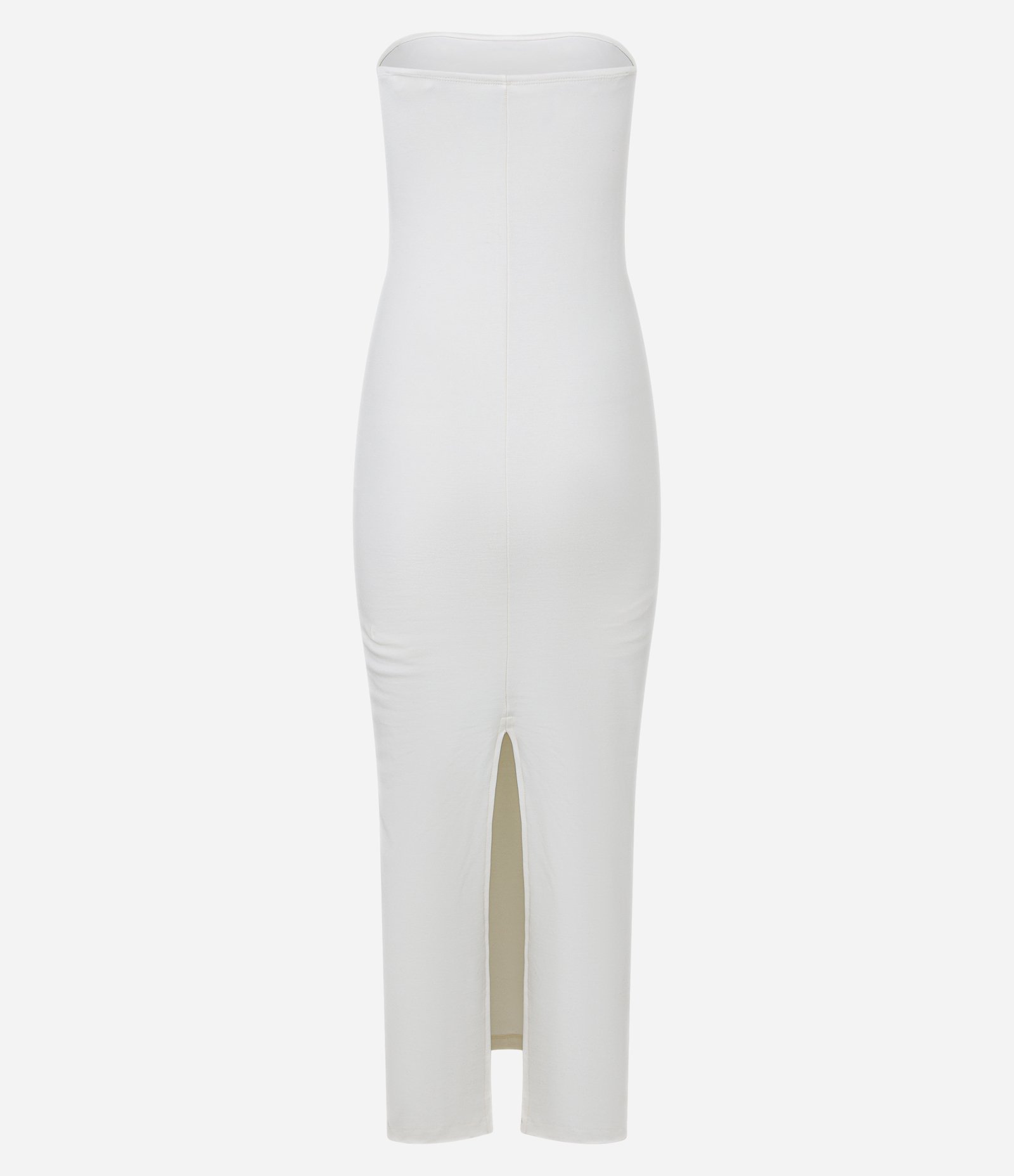 Vestido New Midi em Ponto Roma Tomara que Caia com Fenda Branco 6