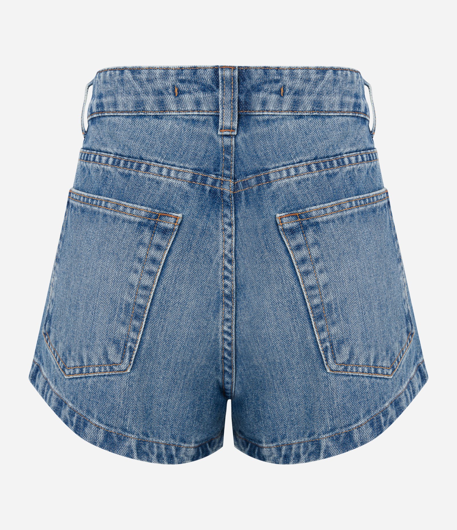 Short Hot Pants em Jeans Dirty e Fendinha Lateral Azul Médio 6