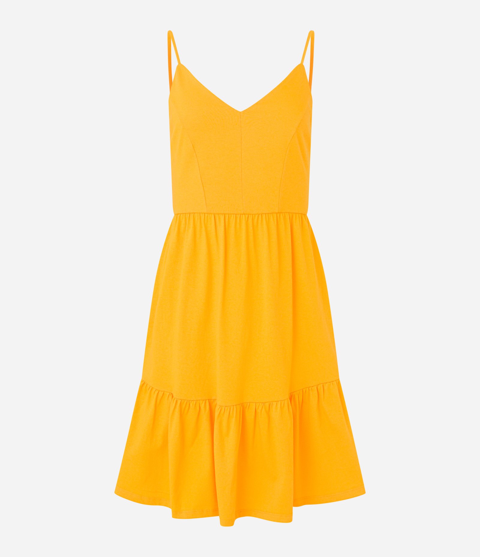 Vestido Curto em Algodão com Recorte e Alcinhas Finas Amarelo 6