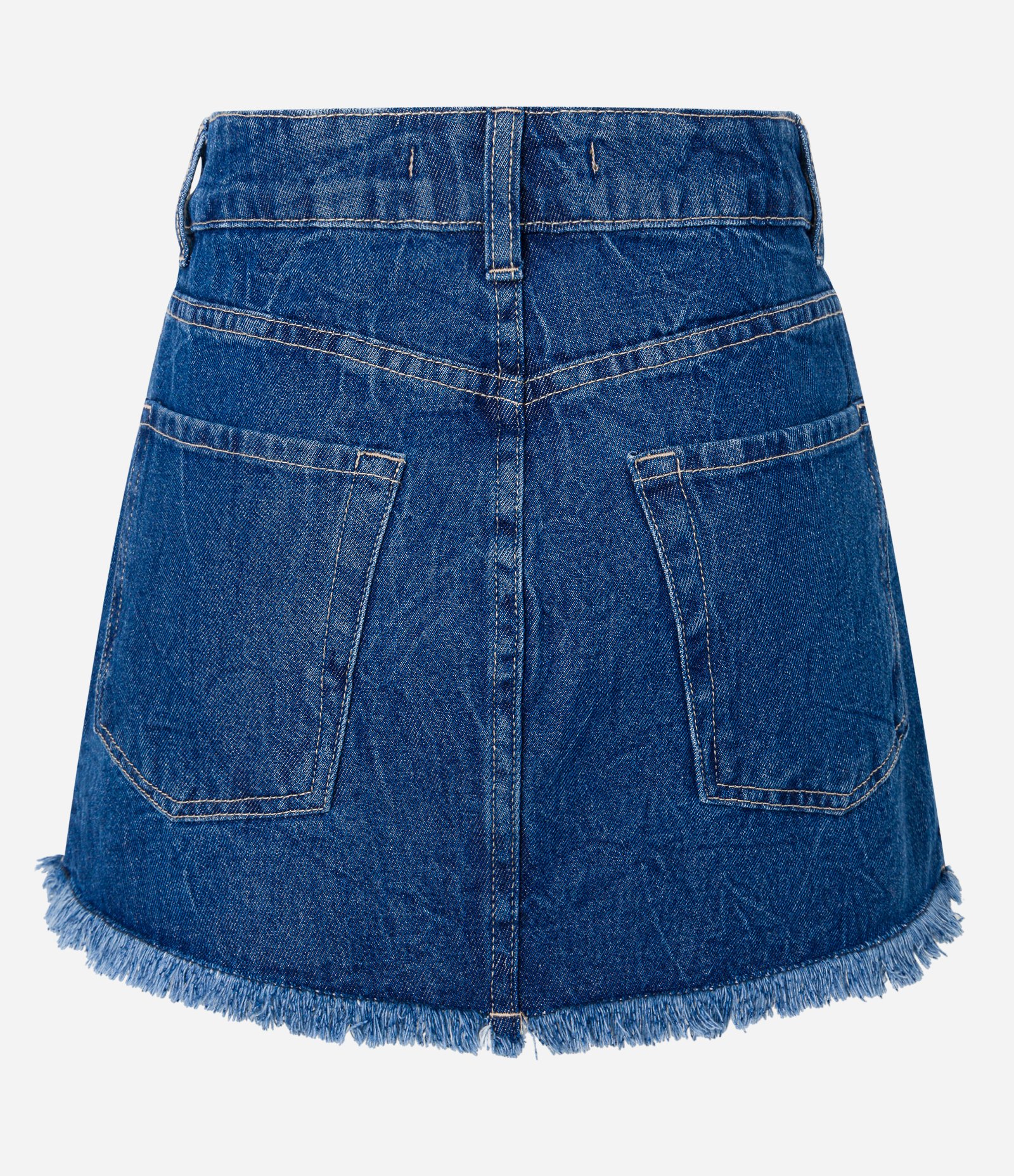 Saia Curta em Jeans com Forro de Bolso Aparente Azul 6