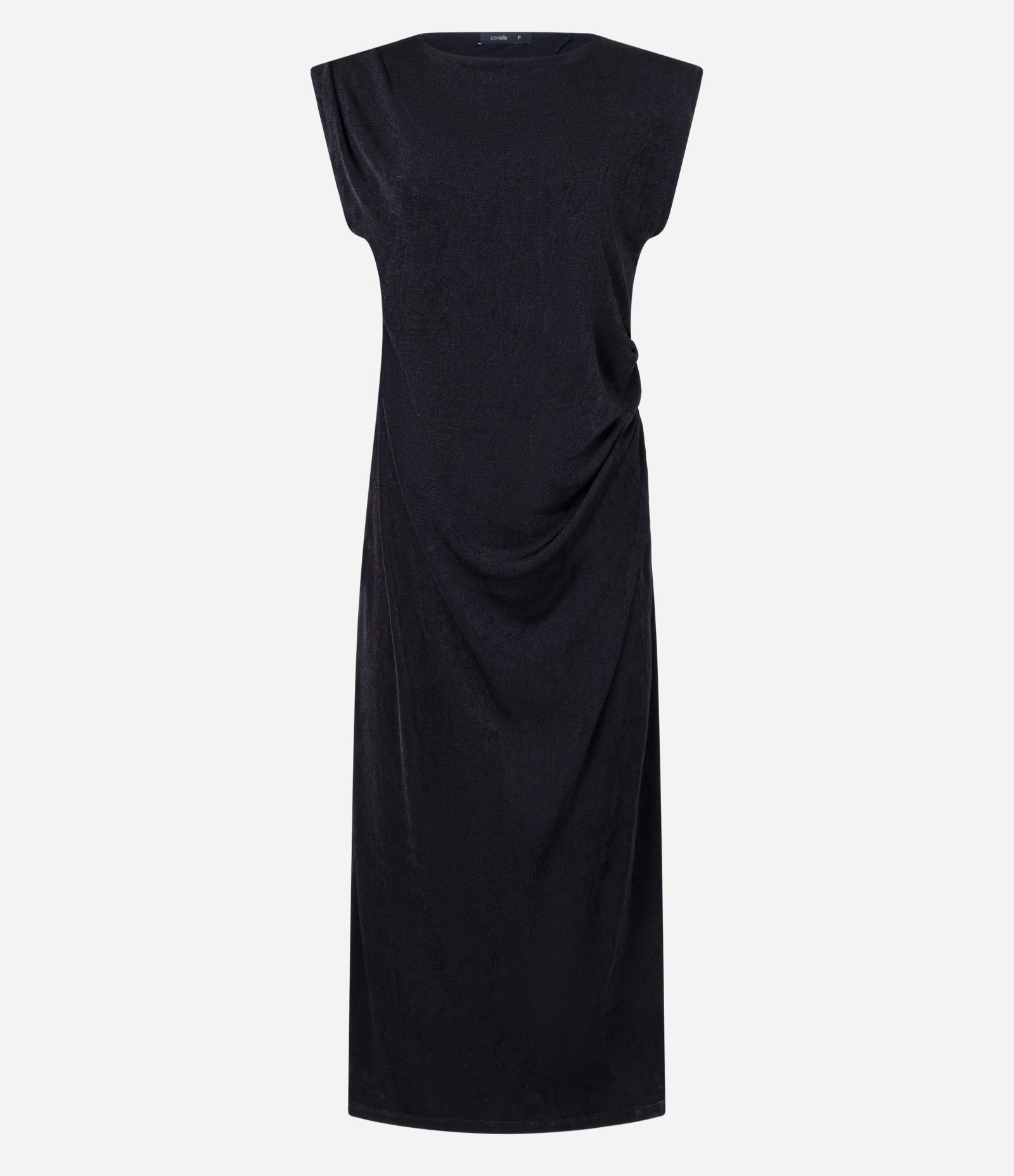 Vestido Sem Manga em Jersey com Franzido e Vazado Preto 7