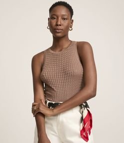 Blusa sem Manga em Tricô com Texturas