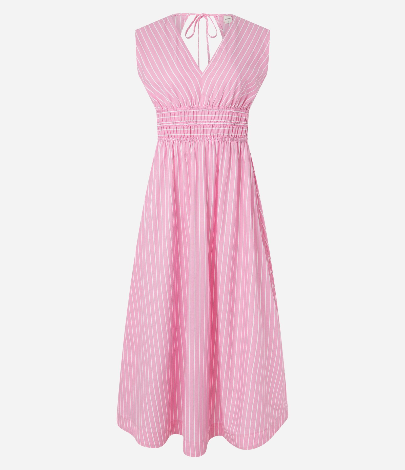 Vestido Reto Midi em Tricoline Listrado com Fio Tinto Rosa 6
