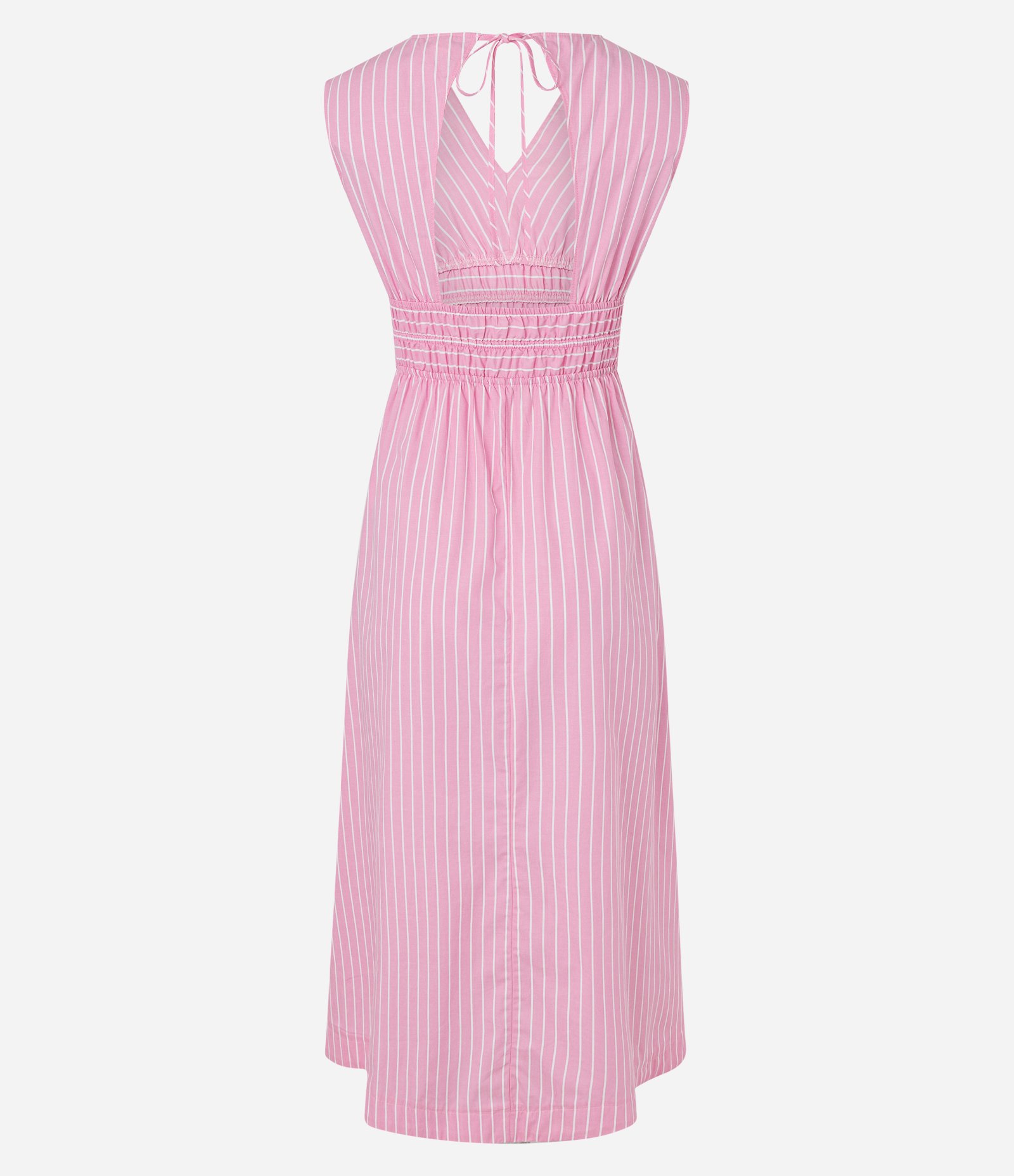 Vestido Reto Midi em Tricoline Listrado com Fio Tinto Rosa 7