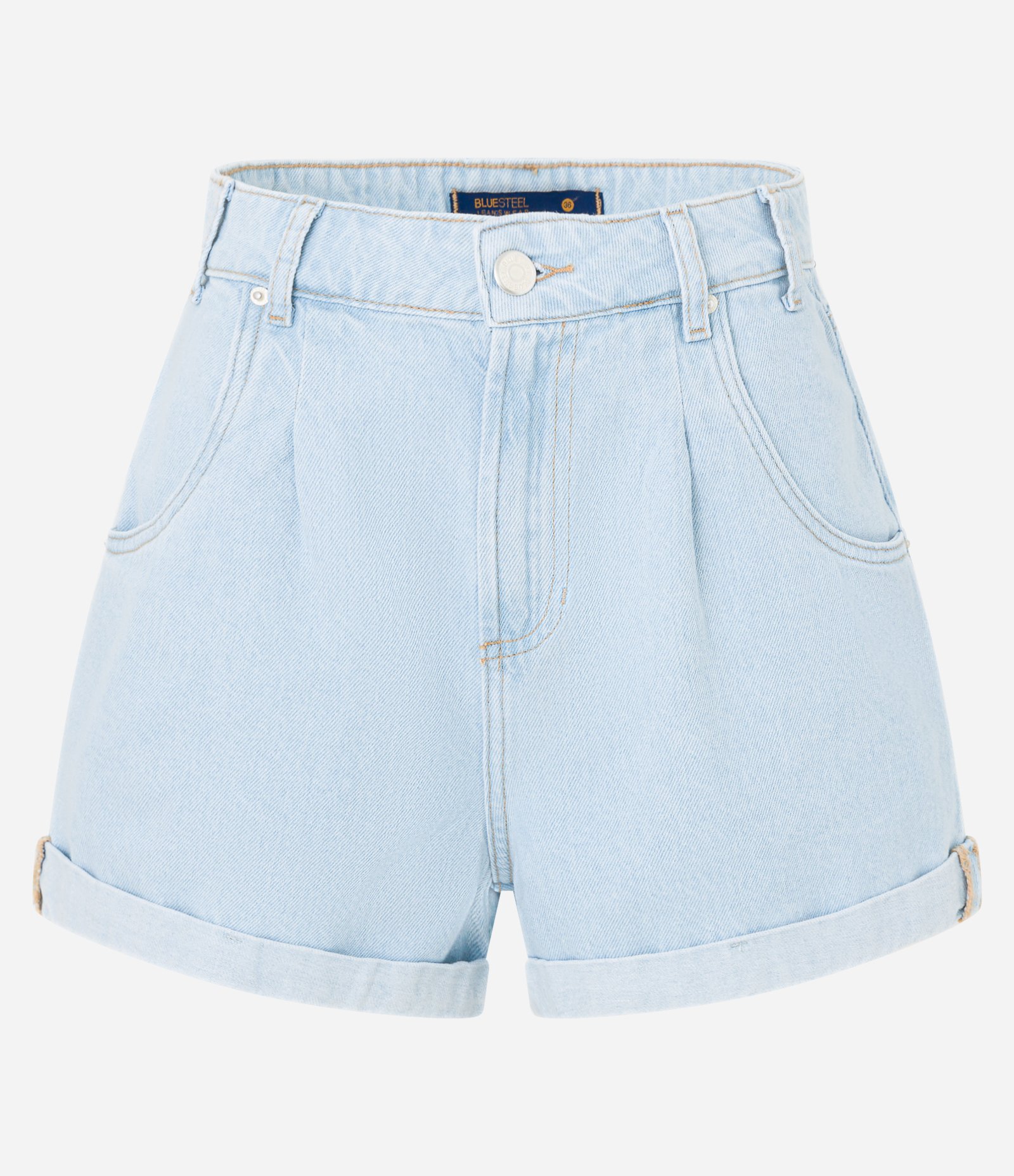 Short Baggy em Jeans e Barra Dobrada Azul Claro 5