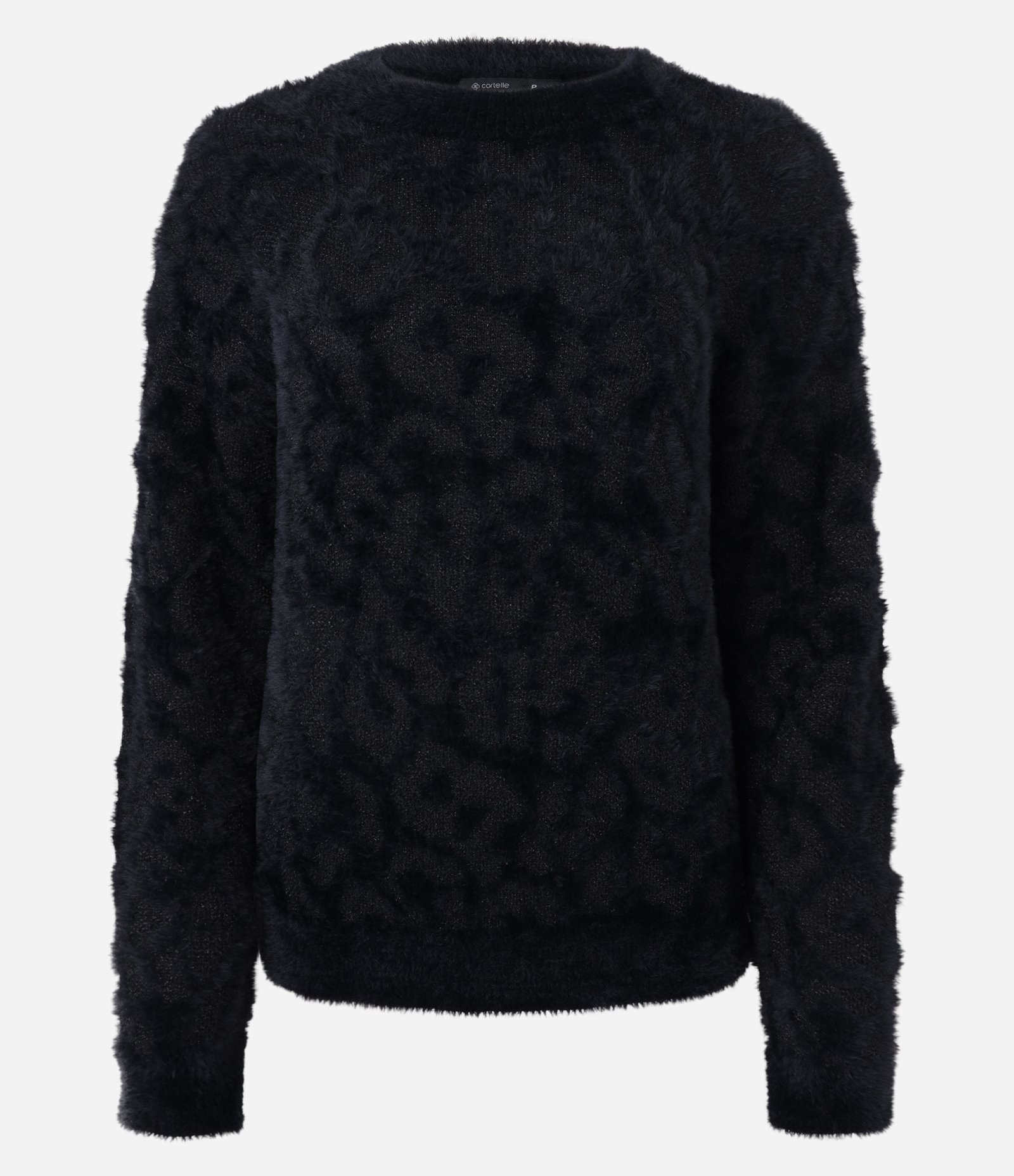 Suéter em Poliamida Peluciada com Textura Animal Print Preto 1