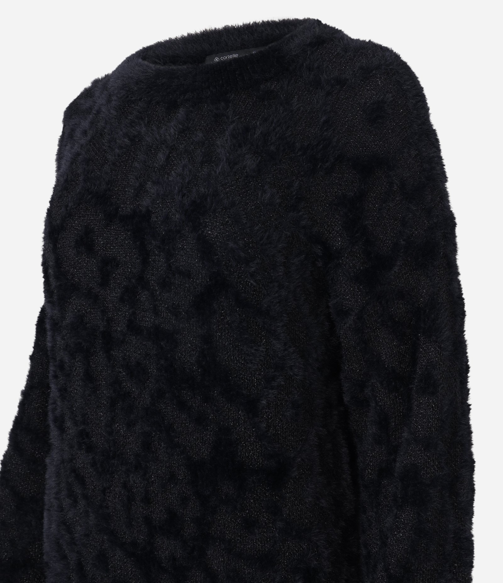 Suéter em Poliamida Peluciada com Textura Animal Print Preto 2
