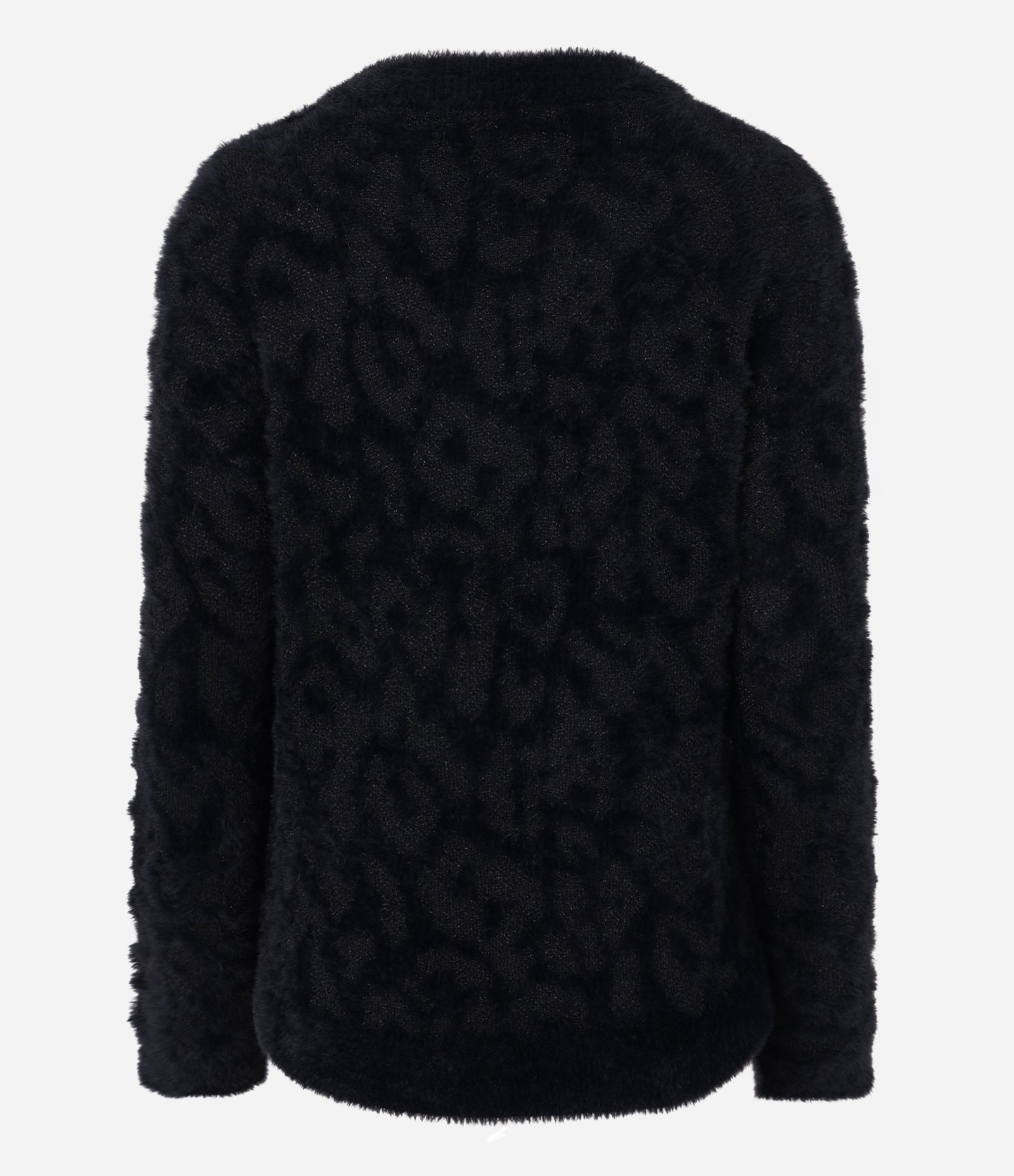 Suéter em Poliamida Peluciada com Textura Animal Print Preto 3