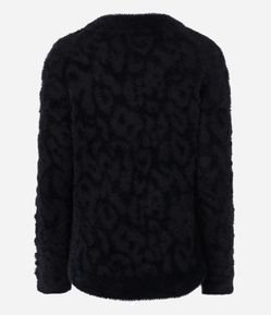 Suéter em Poliamida Peluciada com Textura Animal Print
