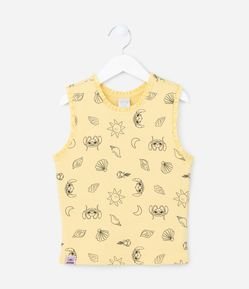 Regata Infantil Canelado com Estampa Lilo e Stitch - Tam 5 a 14 Anos