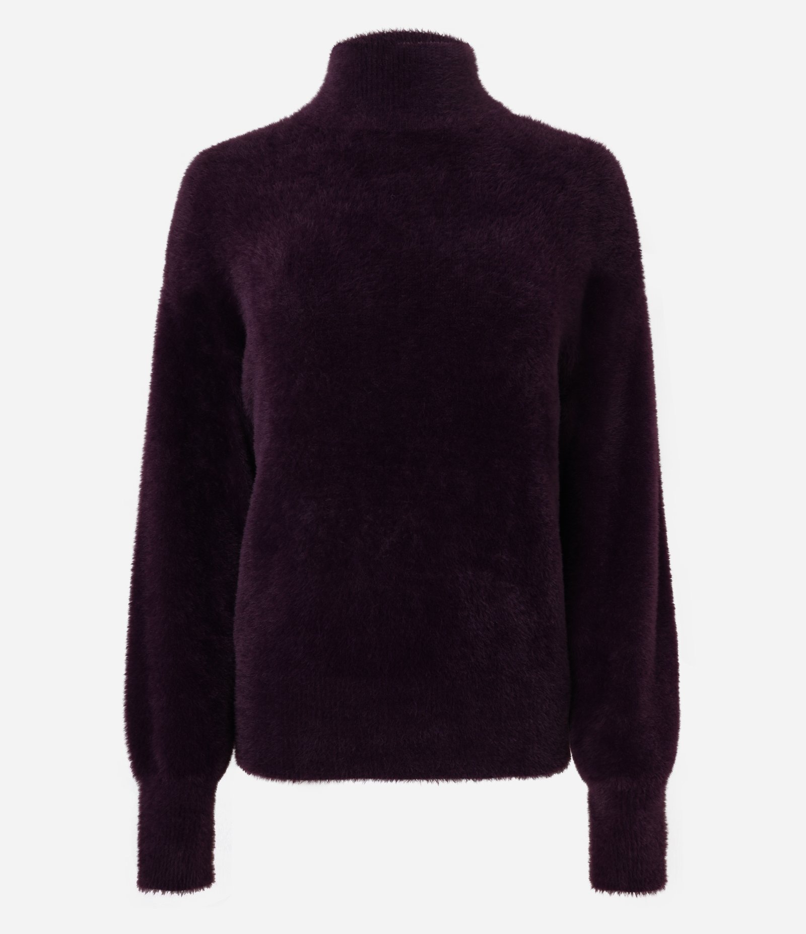 Suéter em Poliamida Peluciada com Gola Alta Vinho 6